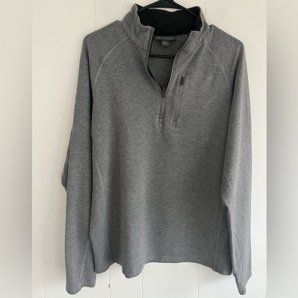 Free Fly Men's Bamboo Flex Quarter Zip Medium Gray Stretch